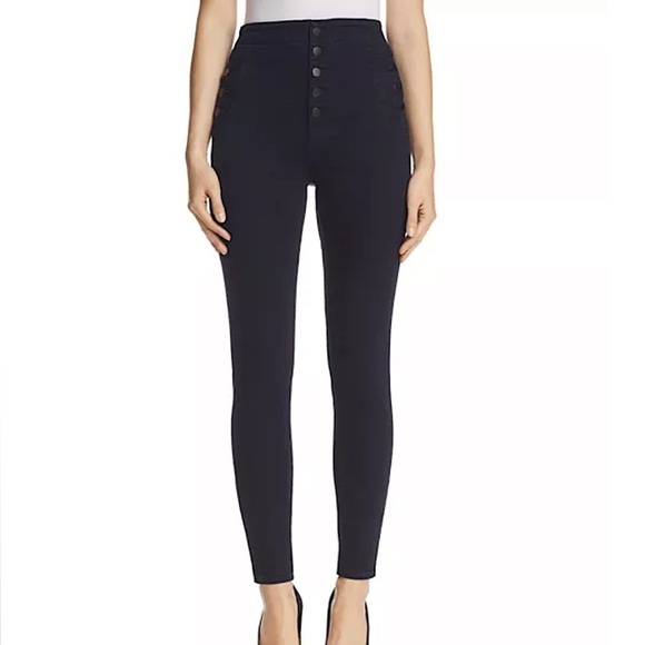 J Brand Natasha Sky High Skinny Button Fly Jean Bluebird Deep Indigo 23 - Picture 1 of 11